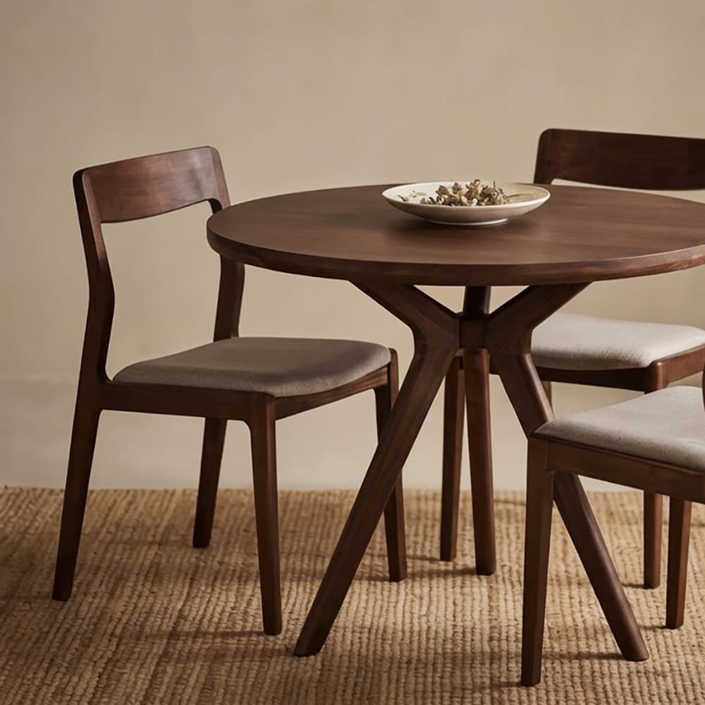 Architectural round dining table in solid wood