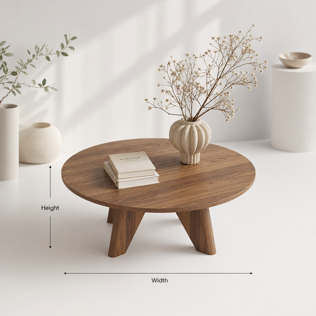 Round Solid Wood Coffee Table Sculptural Live Edge Center Table