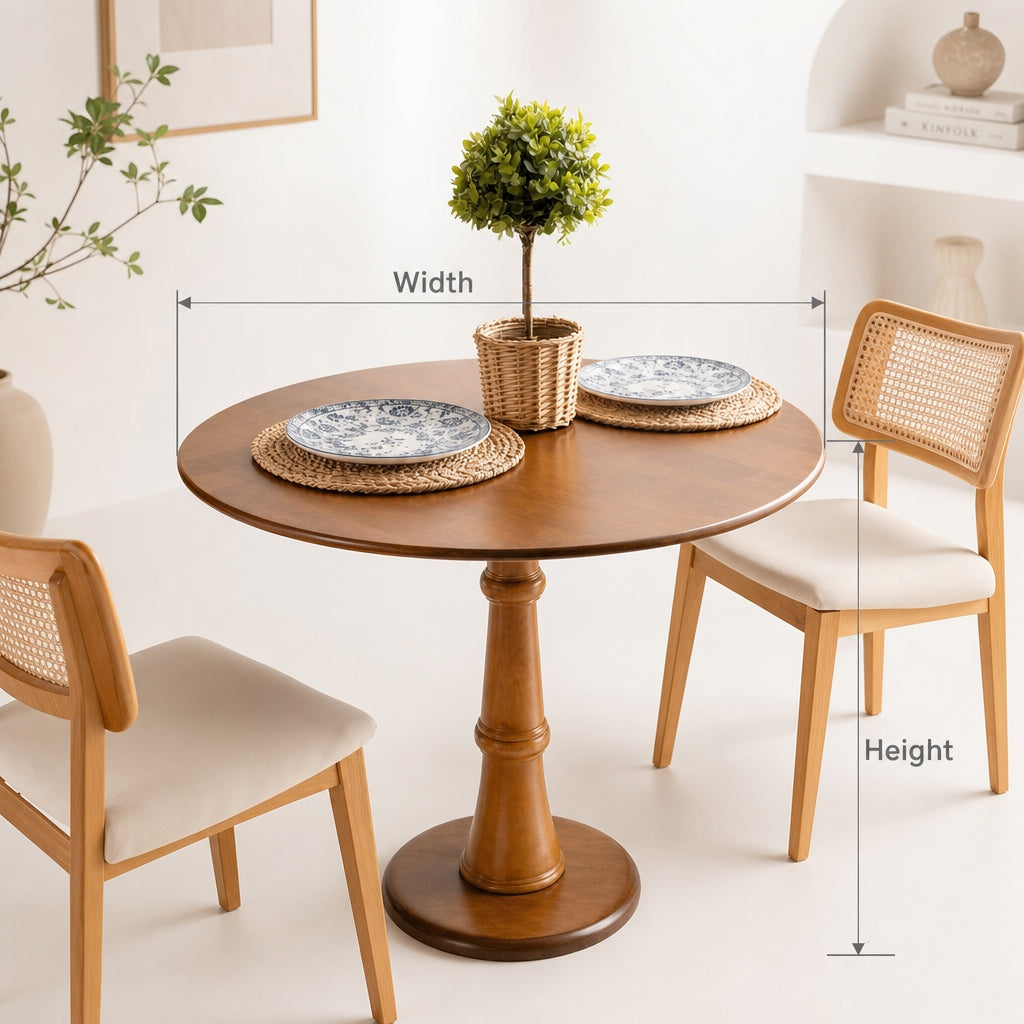 Round Solid Wood Dining Table – Organic Modern Family Dining Furniture