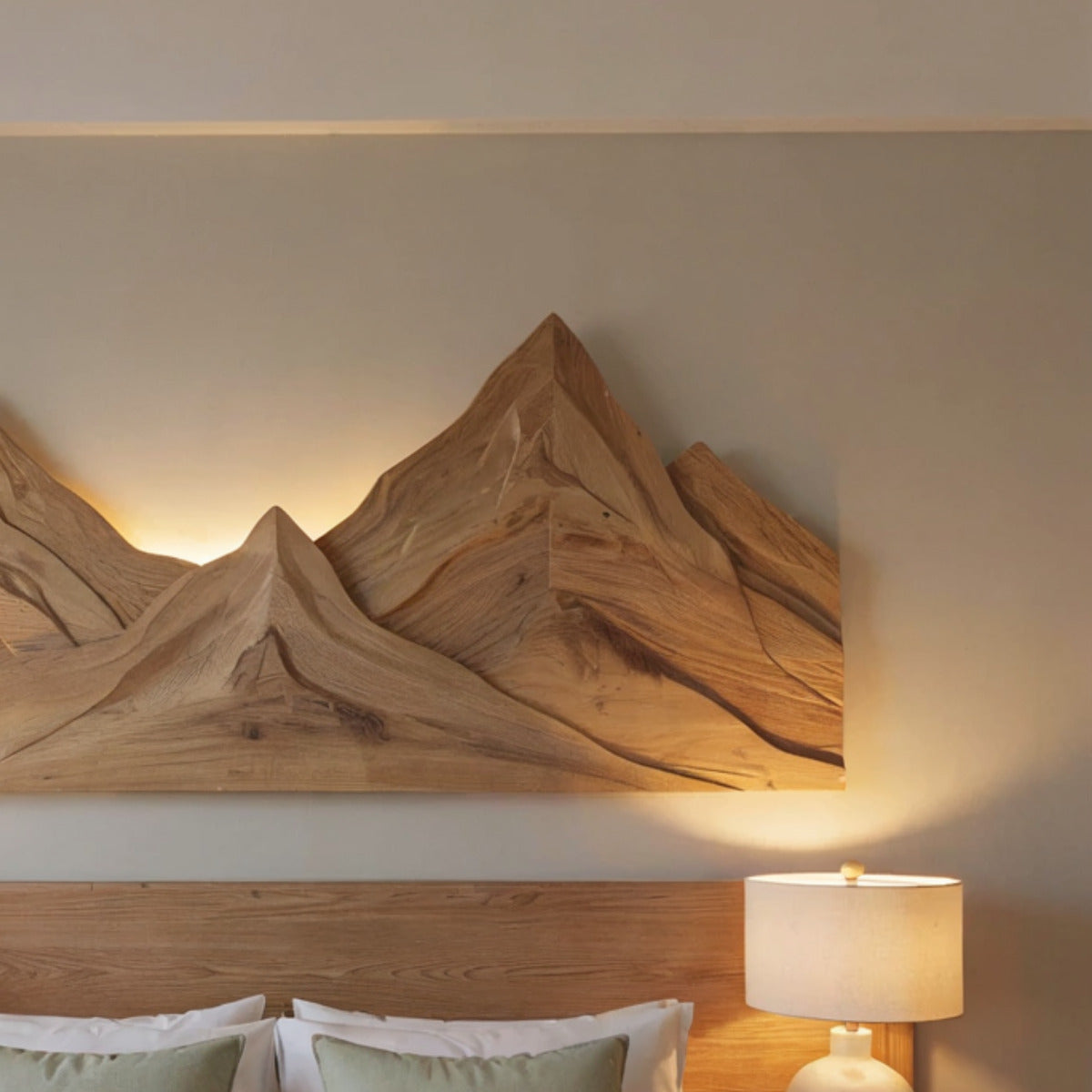 Farmhouse wooden mountain triptych wall décor