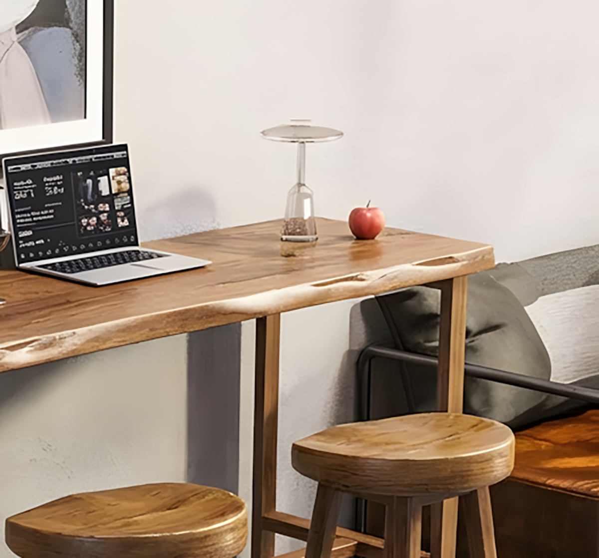 Rustic Solid Wood Bar Table Handcrafted Live Edge Console & Breakfast Bar