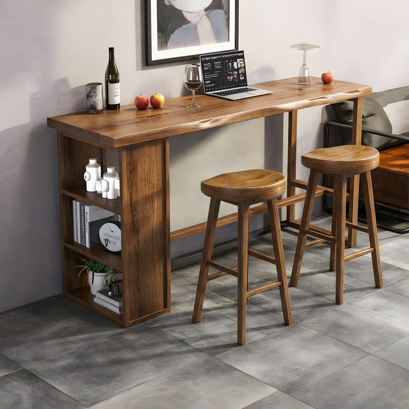 Rustic Solid Wood Bar Table Handcrafted Live Edge Console & Breakfast Bar