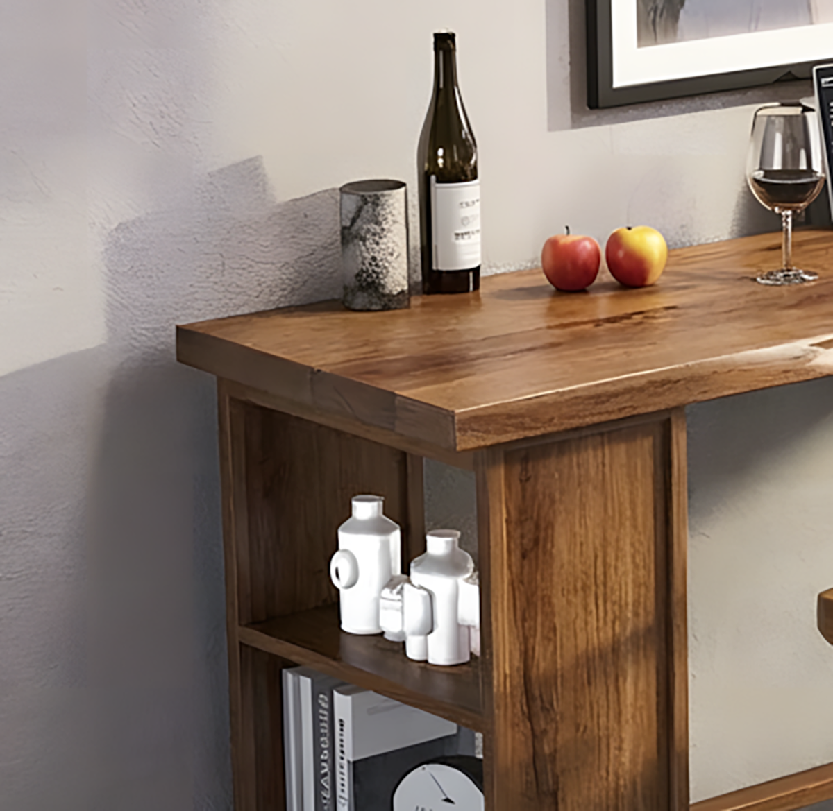 Rustic Solid Wood Bar Table Handcrafted Live Edge Console & Breakfast Bar