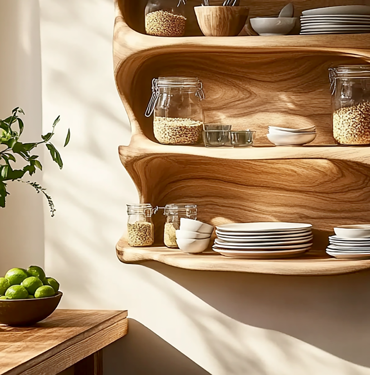 Farmhouse style wooden cabinet for kitchen organization