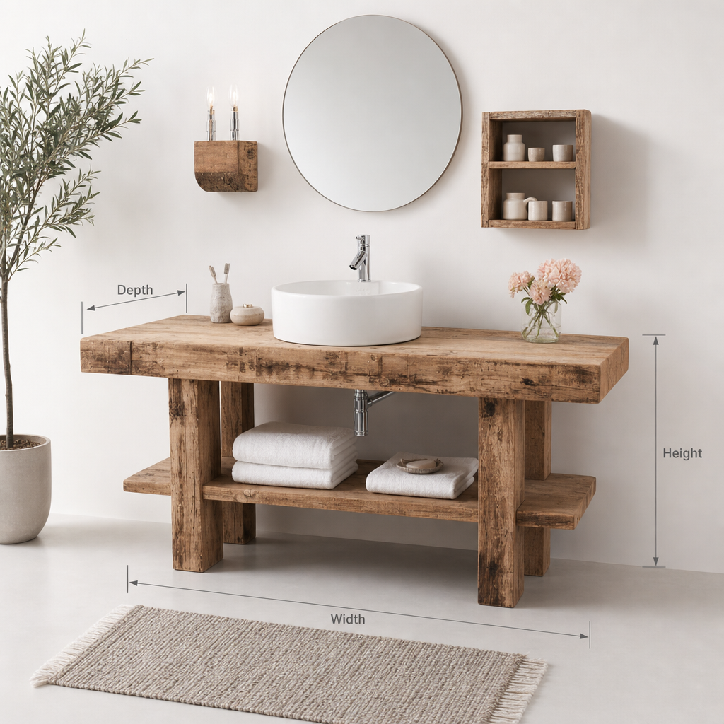 Rustic Bathroom Vanity – Solid Handmade Farmhouse Live Edge Wood