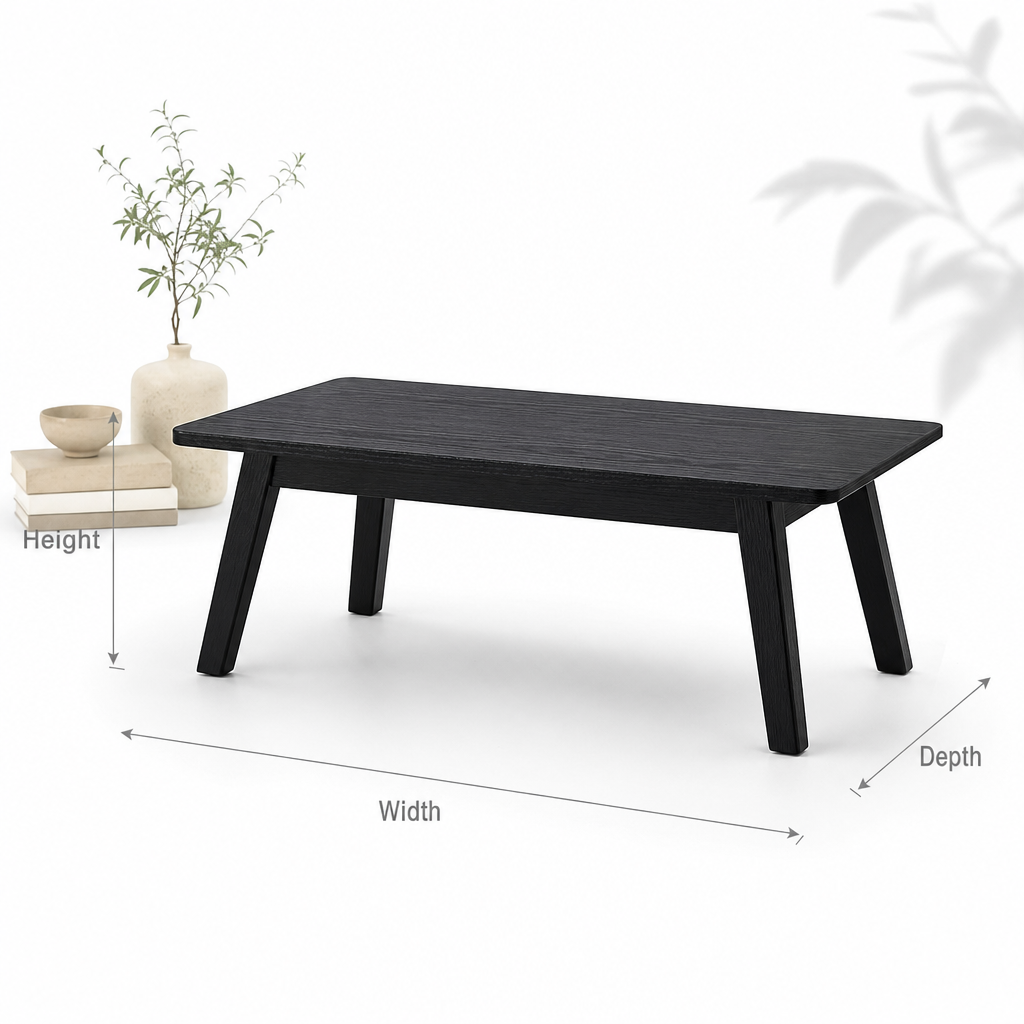 Rustic Black Wooden Coffee Table – Handmade Solid Wood Farmhouse Accent for Holiday