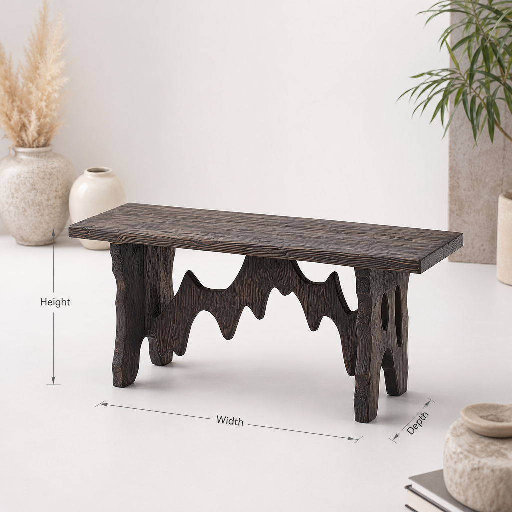 Rustic Black Wooden Halloween Console Table – Gothic Entryway