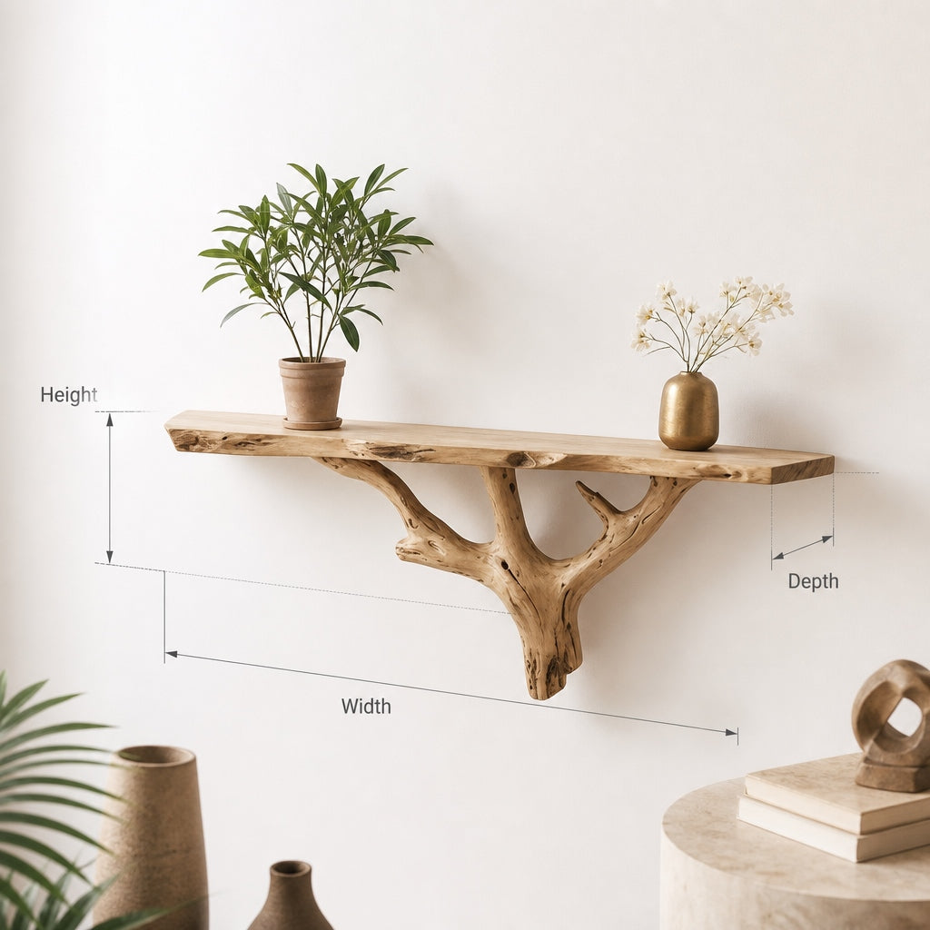 Rustic Driftwood Shelf – Handmade Solid Wood Console & Wall Art Decor