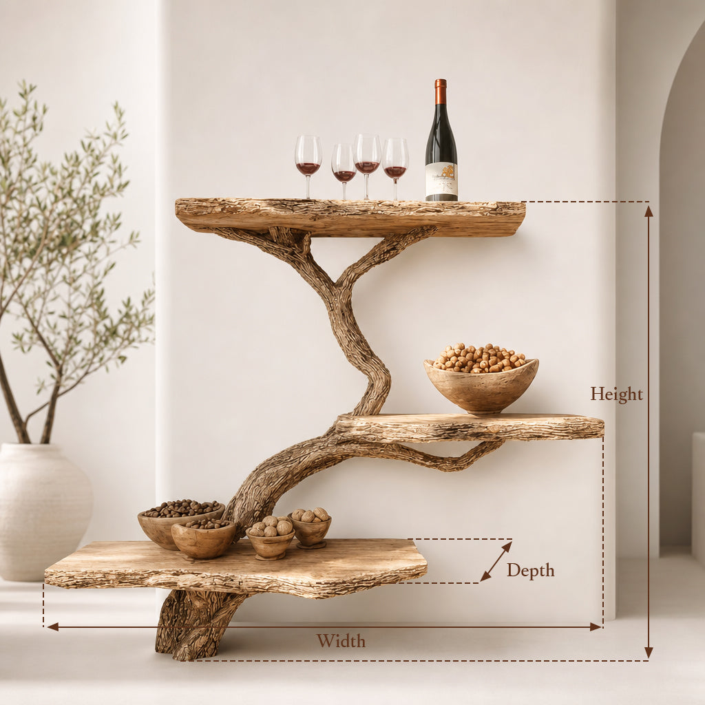 Rustic Driftwood Tree Branch Floating Shelf – Handcrafted Solid Wood Wall Shelf