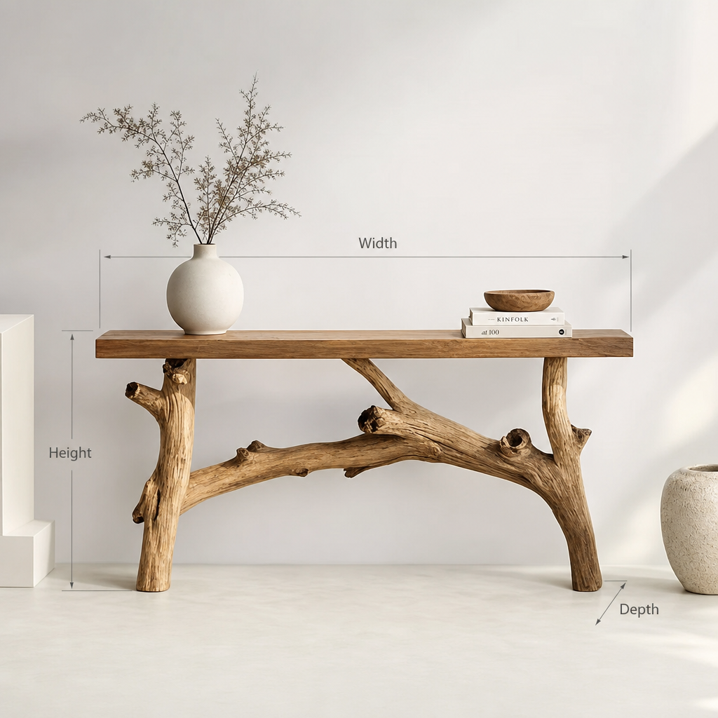 Rustic Farmhouse Console Table – Handcrafted Solid Wood Entryway Table