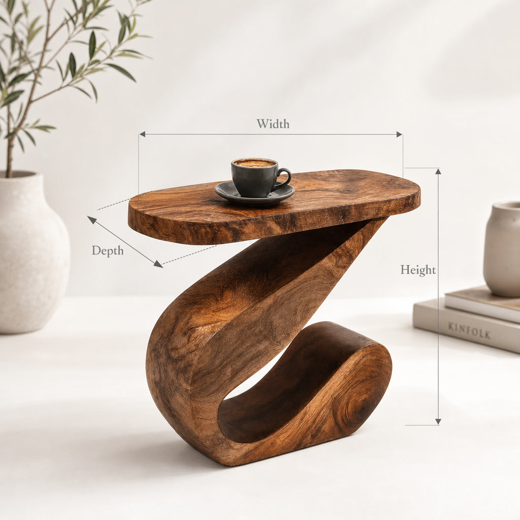 Rustic Farmhouse Round End Table – Handmade Solid Wood Side Table for Living Room