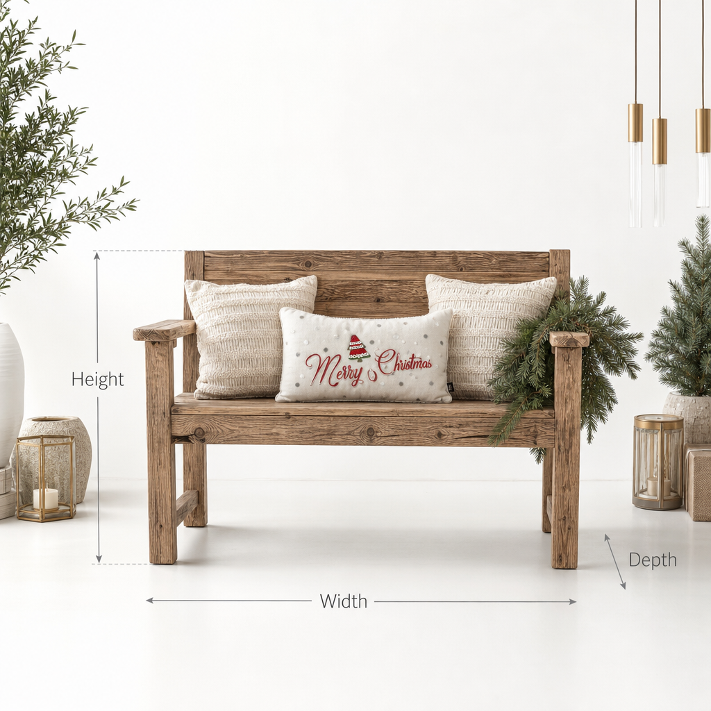 Rustic farmhouse handmade solid wood wooden bench for porch entryway seating
