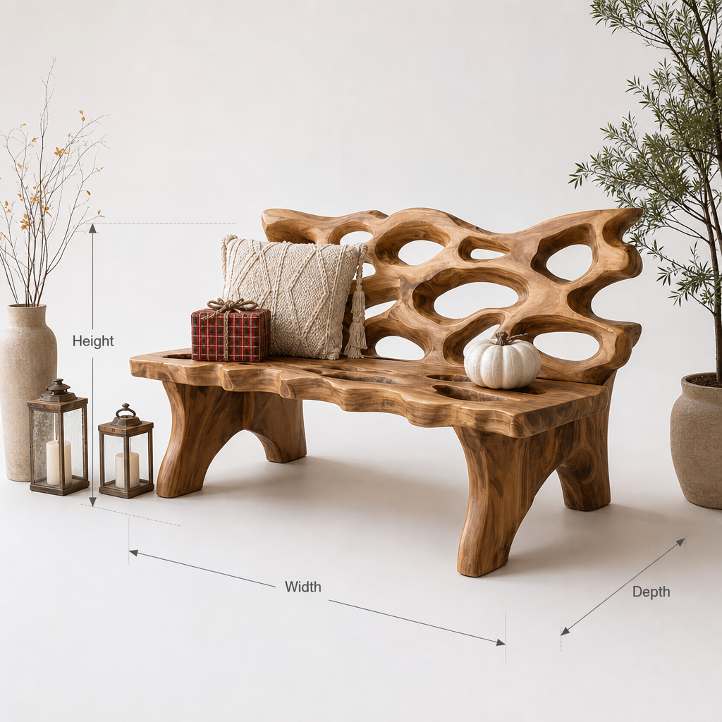 Rustic farmhouse wooden porch bench for solid wood outdoor entryway seating