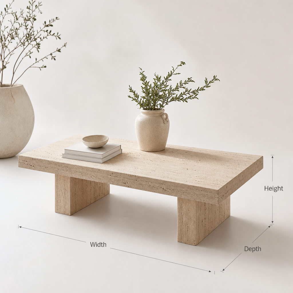 Rustic Handmade Wooden Coffee Table – Live Edge Solid Wood Trestle Farmhouse Rectangular End Table
