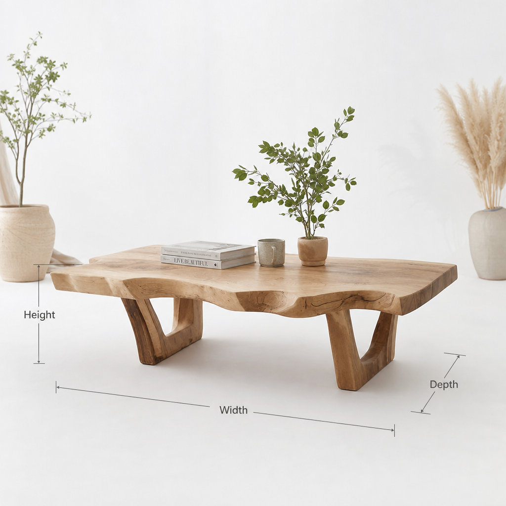 Rustic Live Edge Coffee Table – Handmade Solid Wood Center Table