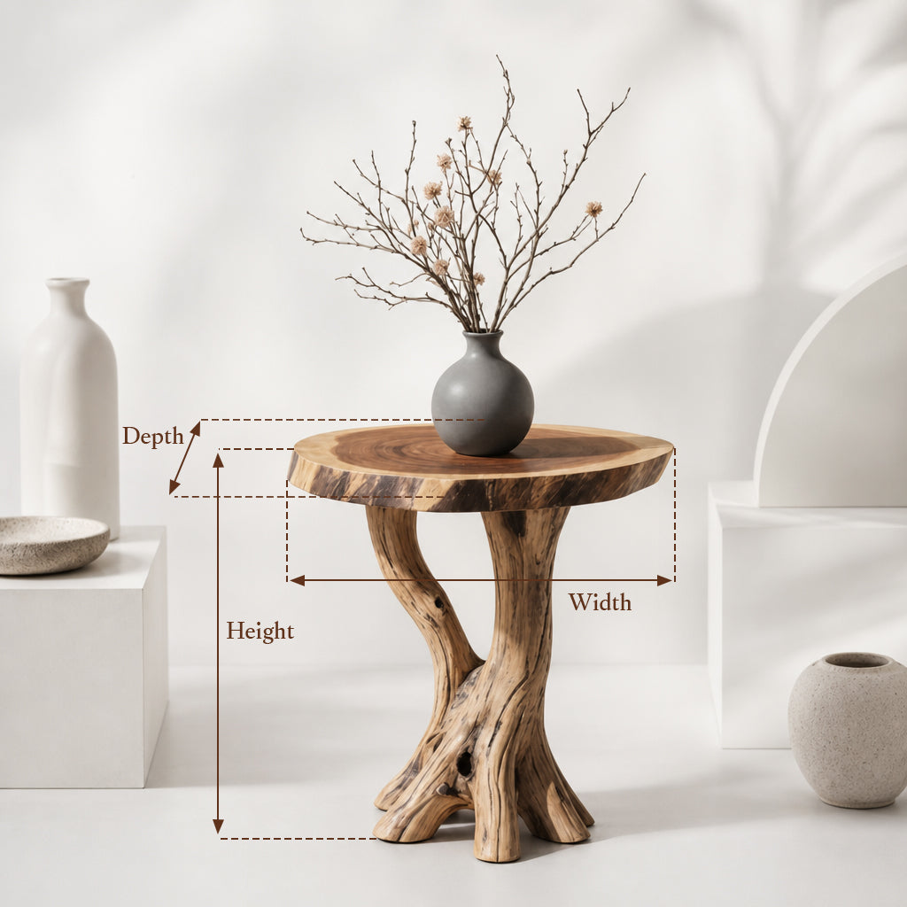 Rustic Live Edge End Table – Handmade Solid Wood Side Table