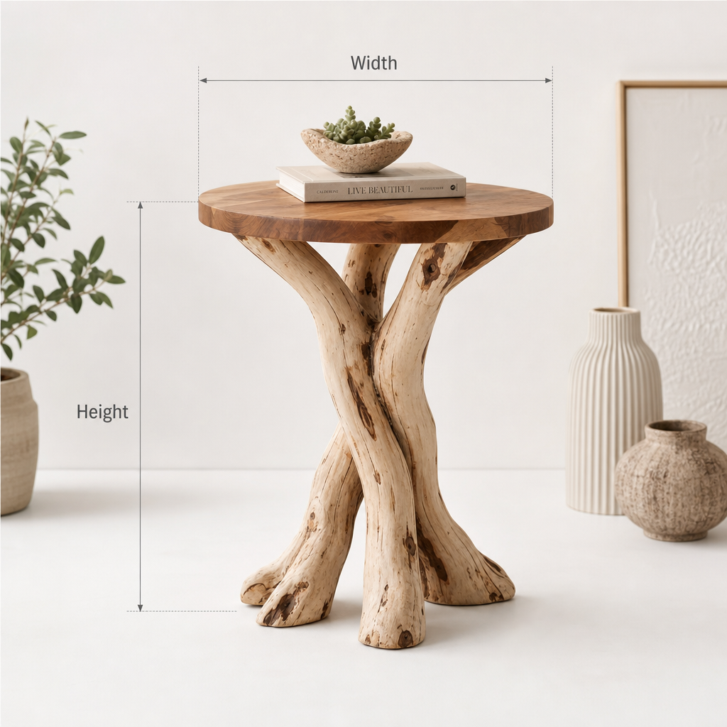 Rustic Live Edge End Table – Handmade Solid Wood Side Table For Home Decor