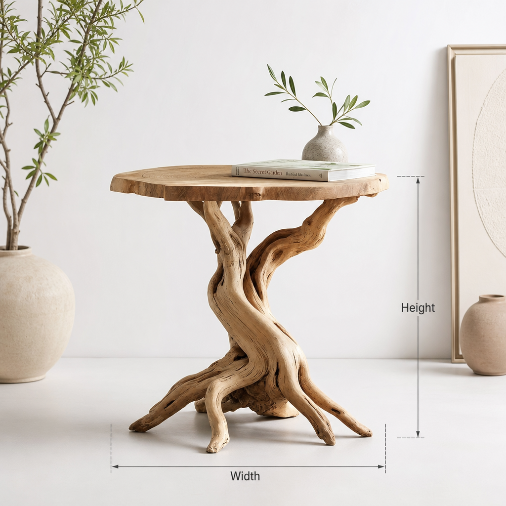 Rustic Live Edge End Table – Handmade Solid Wood Side Table For Home Decor