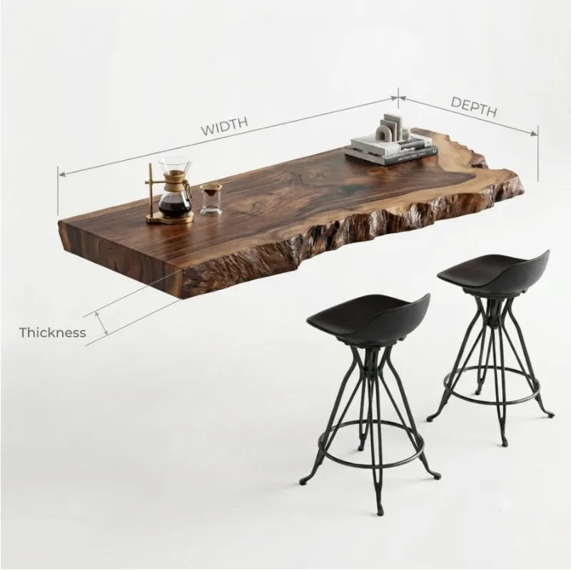 Rustic Live Edge Floating Whiskey Bar - Meaningful Gift for the Wine & Whiskey Loving Father