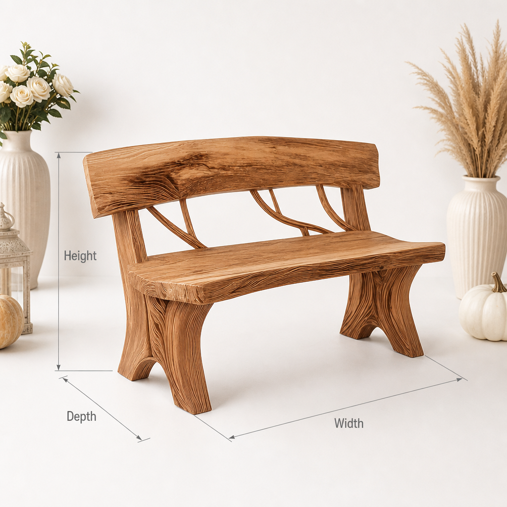 Rustic live edge curved wood outdoor garden bench for patio seating