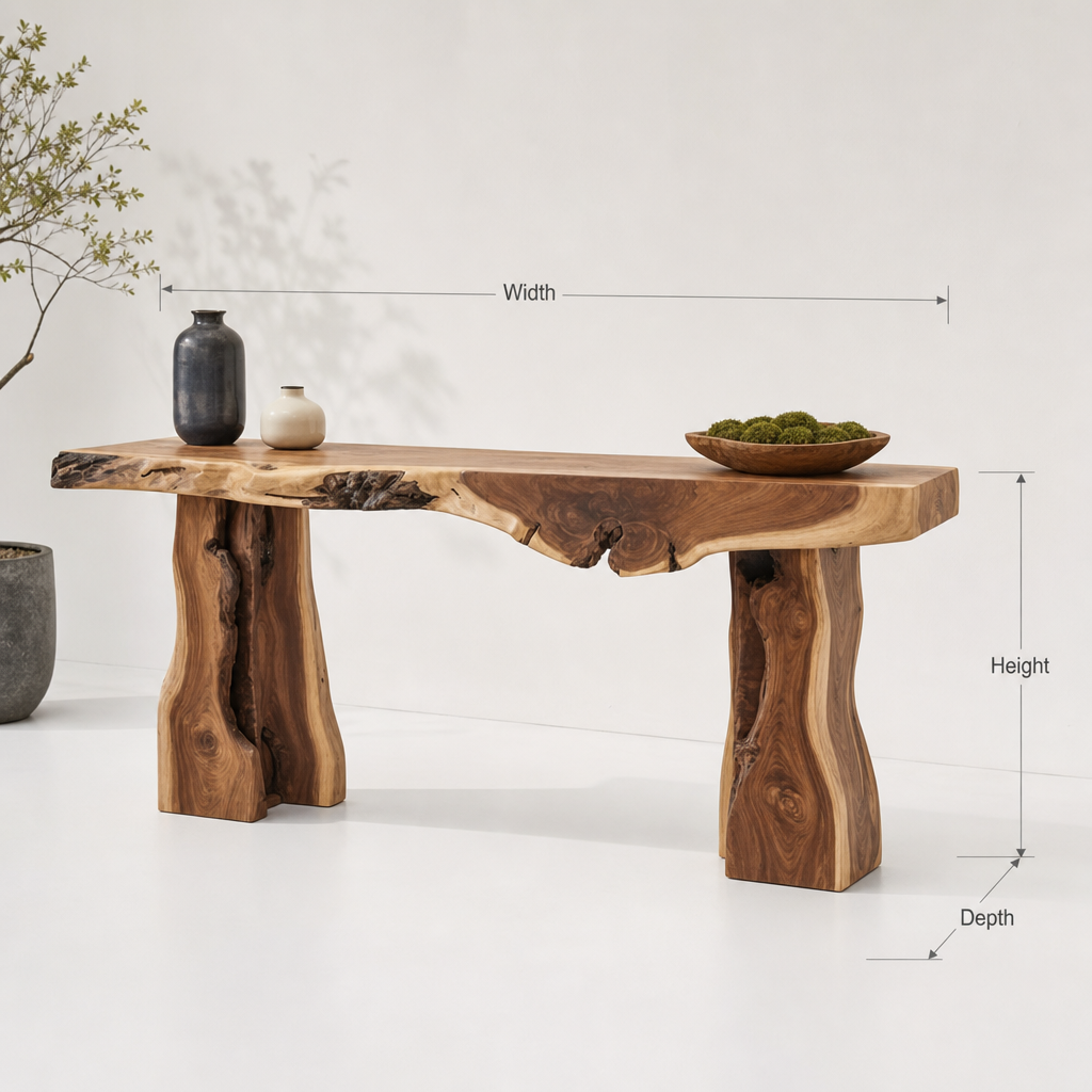 Rustic Live Edge Wooden Console Table – Custom Farmhouse Entryway Dresser