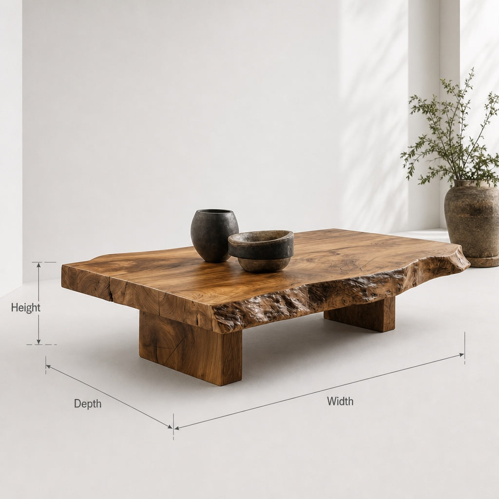 Rustic Low Coffee Table – Live Edge Reclaimed Wood for Dining or Farmhouse Living Rooms