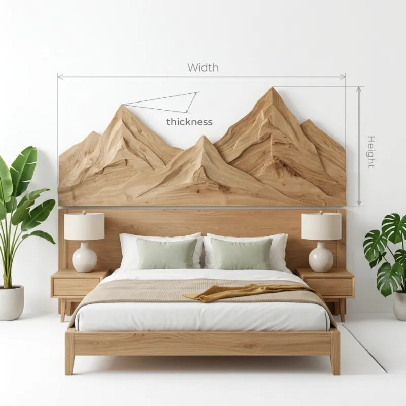 Rustic Mountain Wall Art Triptych Carving For Bedroom And Living Room