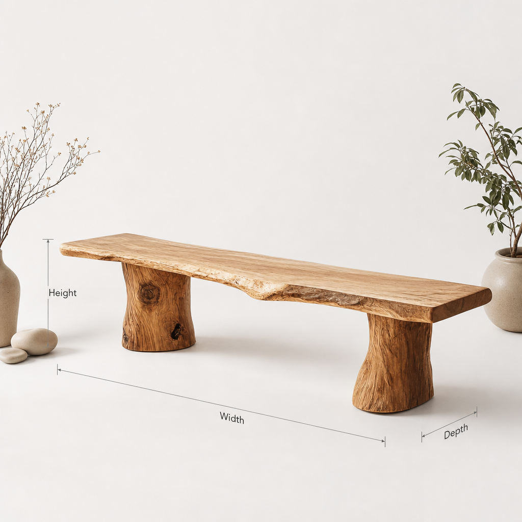 Rustic Natural Wood Bench Bedroom Or Living Room Furniture