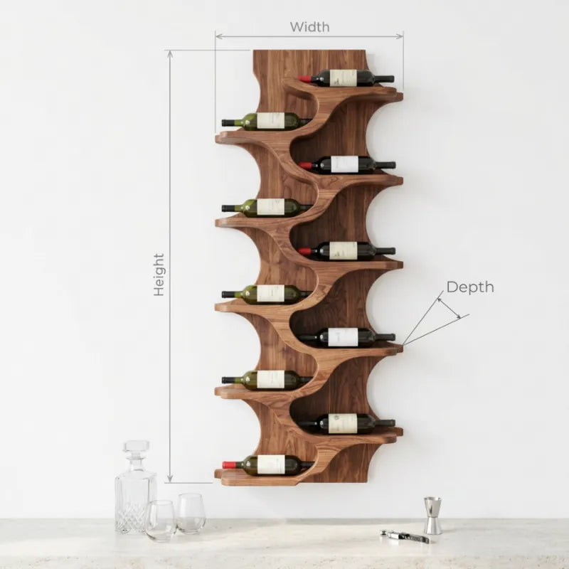 Rustic Natural Wood Wine Rack For Home Bar Wall Storage