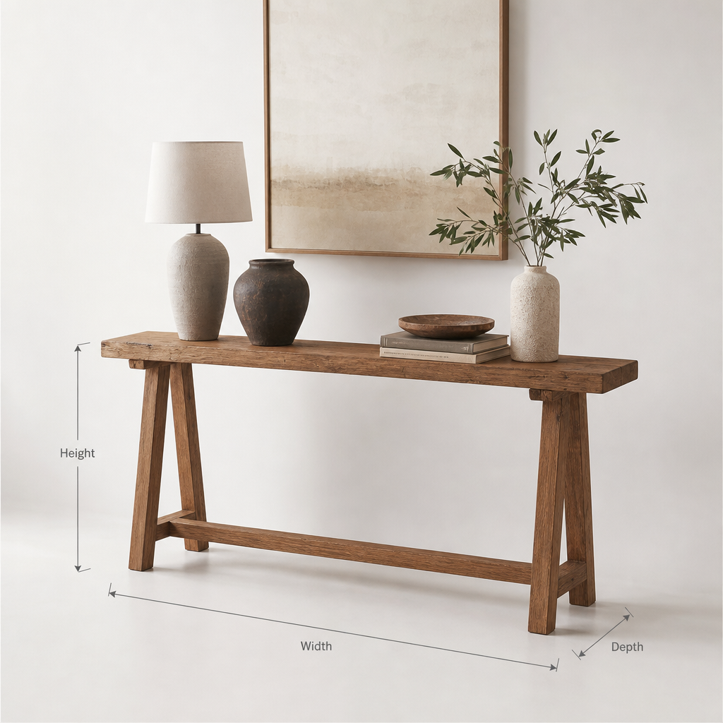 Rustic Reclaimed Wood Console Table – Live Edge Entryway Table