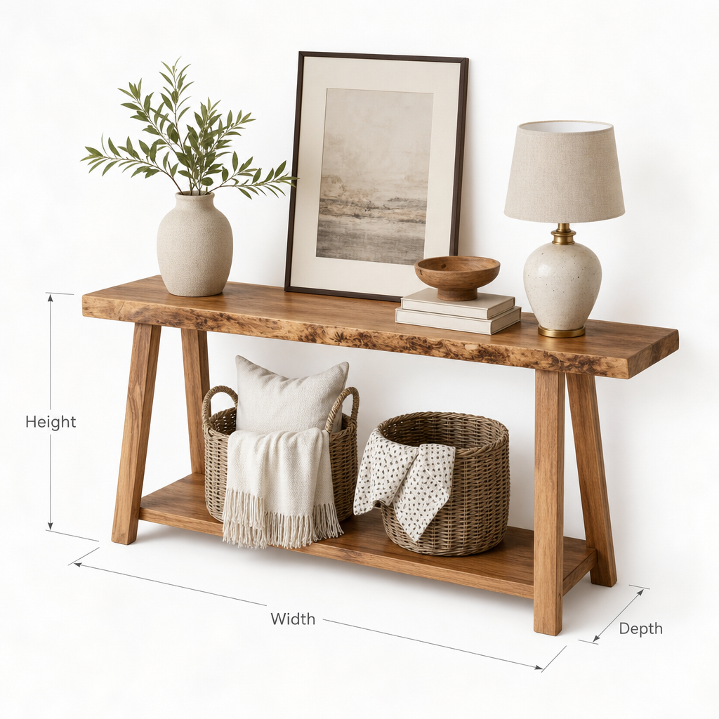 Rustic Reclaimed Wood Console Table – Live Edge Entryway Table