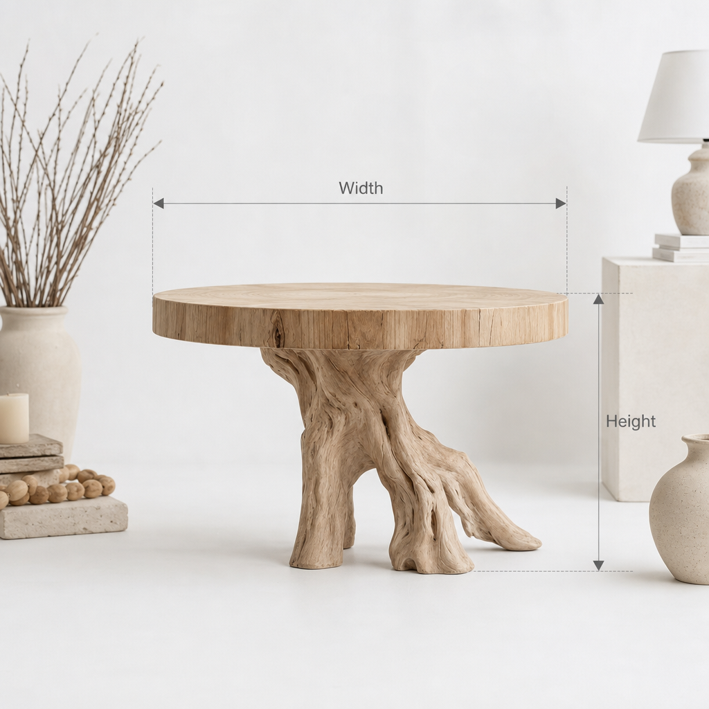 Rustic Side Table – Handmade Live Edge Solid Wood End Table for Living Room & Bedroom