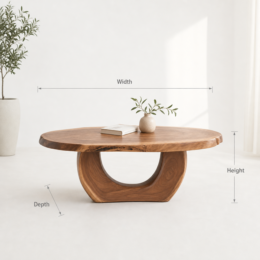 Rustic Solid Wood Coffee Table – Live Edge Farmhouse Reclaimed Wood Table