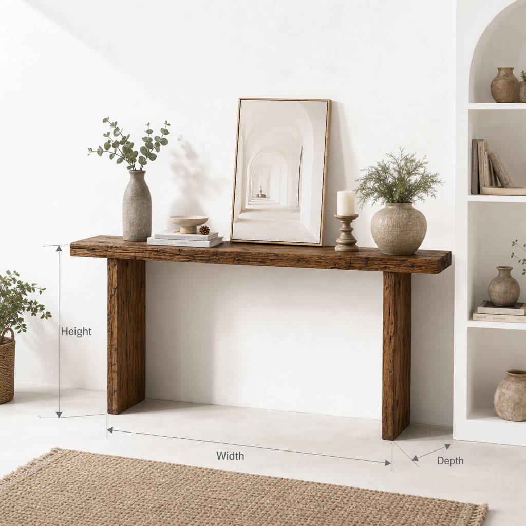 Rustic Solid Wood Console Table – Handmade Entryway Table for Holiday Decor