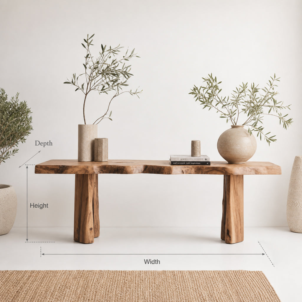 Rustic Solid Wood Console Table – Handmade Entryway Table for Holiday Decor or Hallway Display