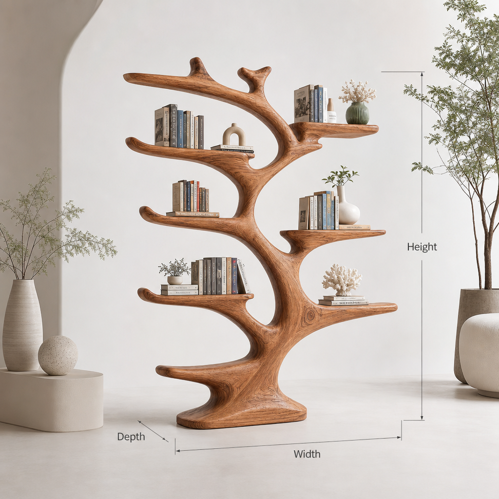 Book tree bookshelf with a rustic design curated for avid book lovers