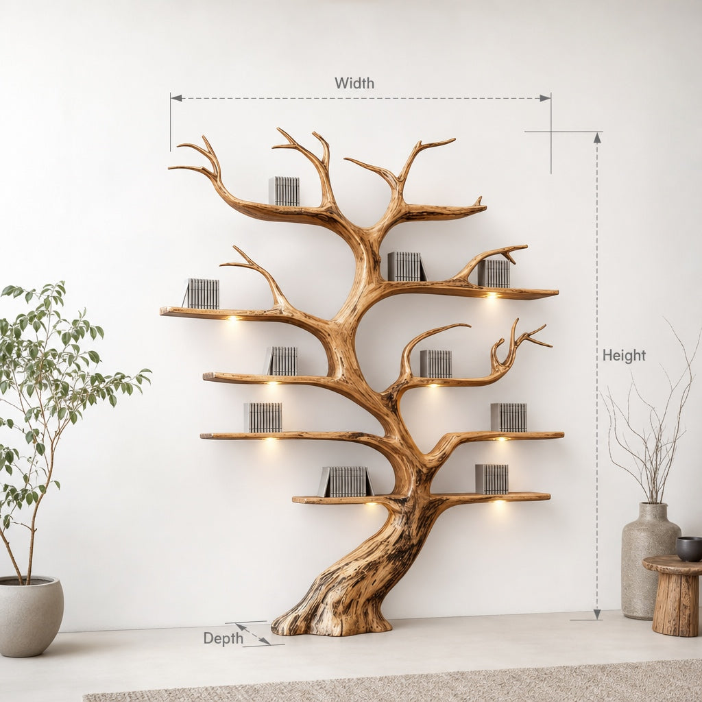 Rustic Tree Branch Floating Shelf – Driftwood Wall Decor Home Art