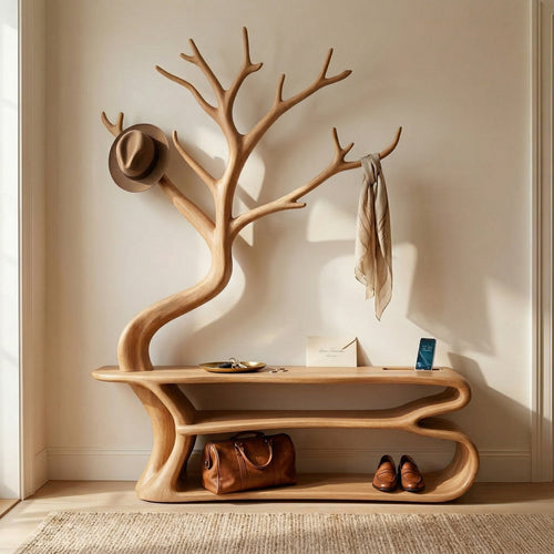 Rustic Tree coat Rack Bedroom Closet Organizer Storage