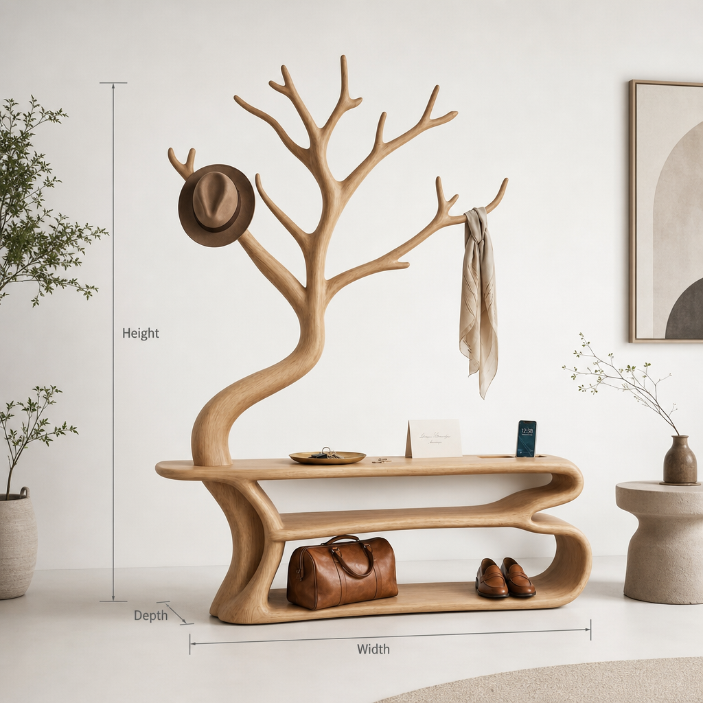 Rustic tree coat rack bedroom closet organizer storage for clothes hanging