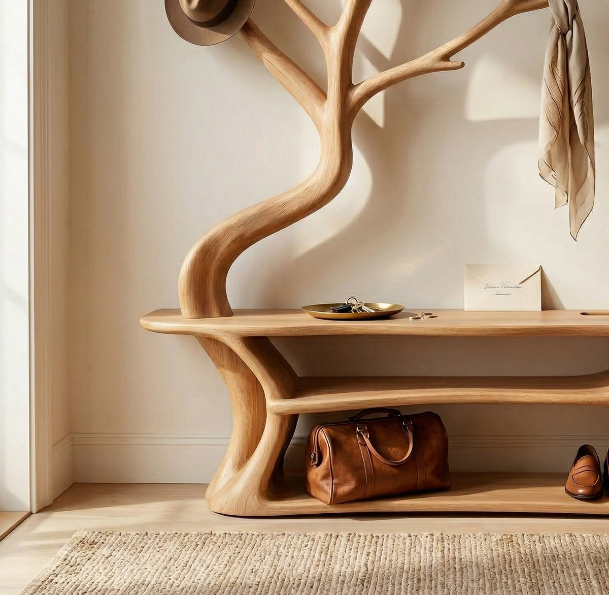 Rustic Tree coat Rack Bedroom Closet Organizer Storage