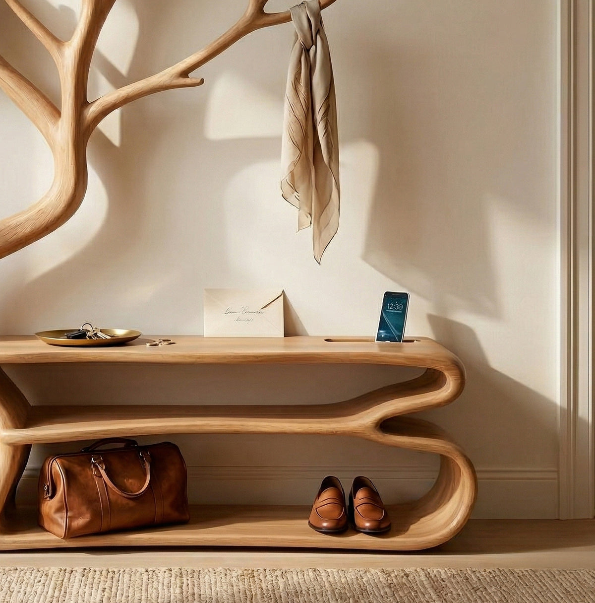 Rustic Tree coat Rack Bedroom Closet Organizer Storage