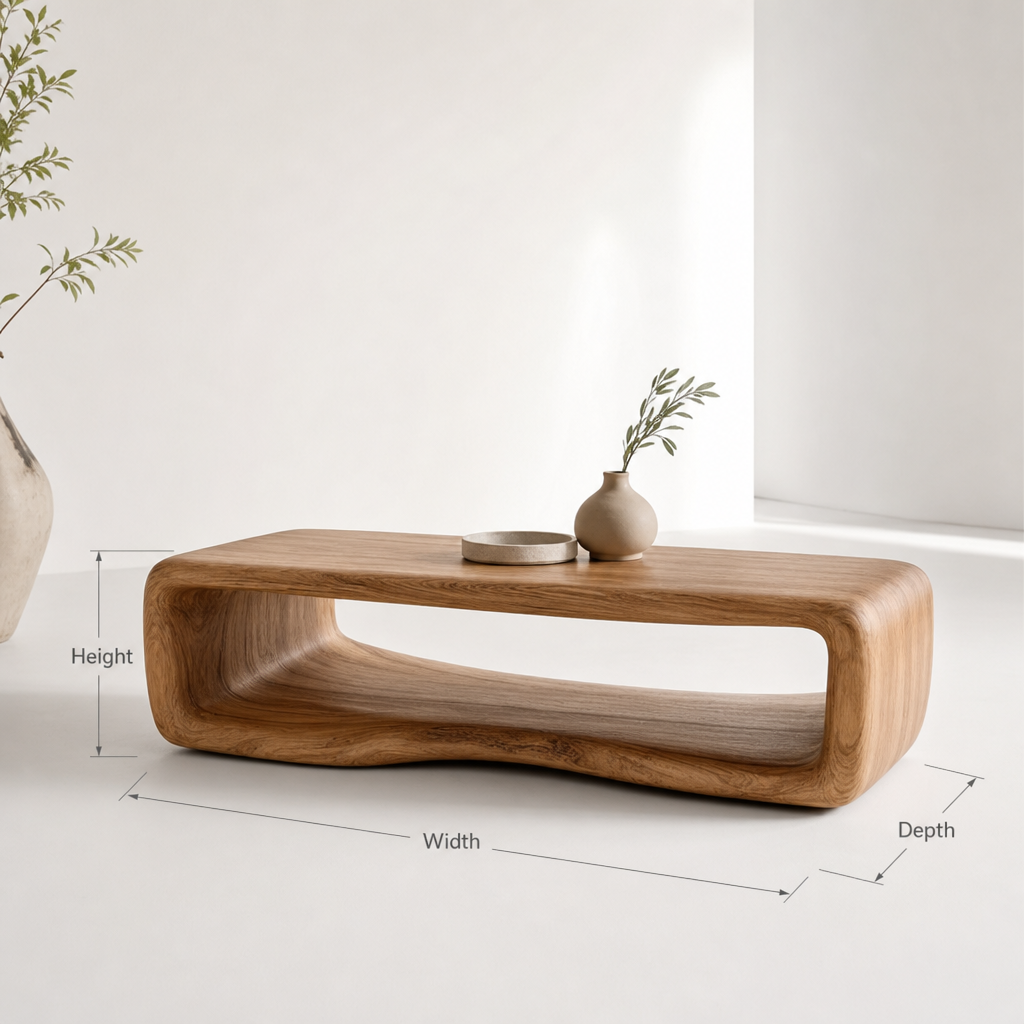 Rustic Wooden Coffee Table - Solid Rectangular Live Edge Wood Decor