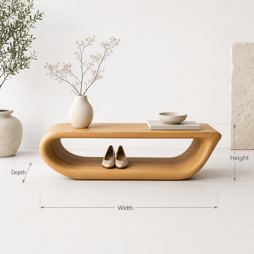 Rustic Wooden Shoe Bench With Organic Design Foyer