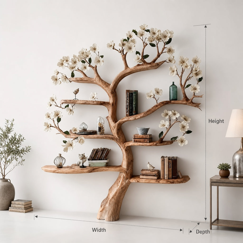 Rustic Wooden Tree Bookshelf – Handmade Bookcase for Home Decor & Book Lovers