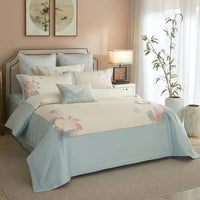 Elegant Blue Lotus Duvet Cover Set