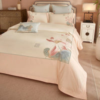 Elegant Pink Lotus Duvet Cover Set