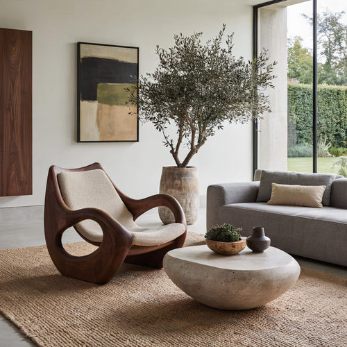 Scandinavian Accent Chair With Curved Form For Living Room