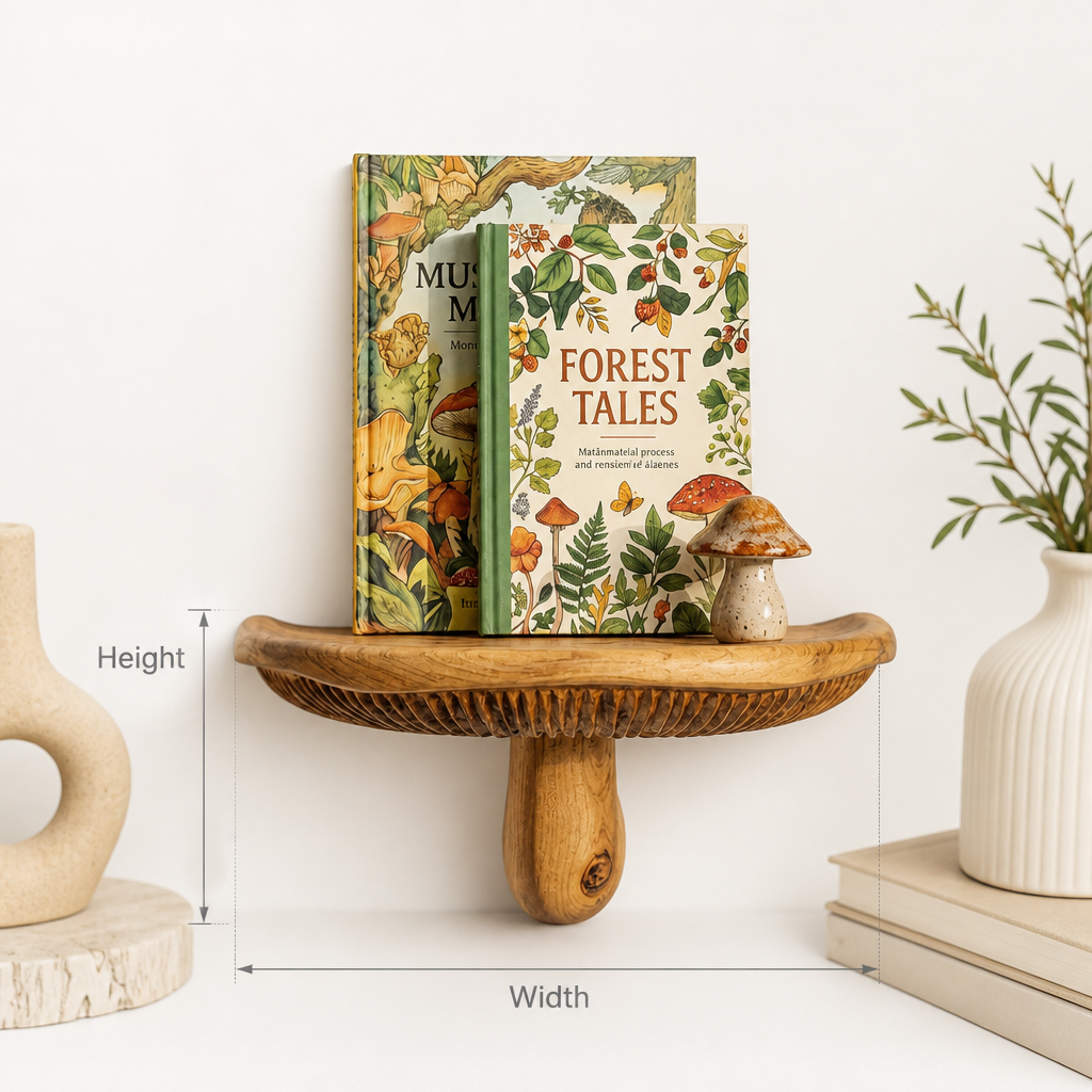 Sculpted Mushroom Floating Shelf With Carved Gill Detail