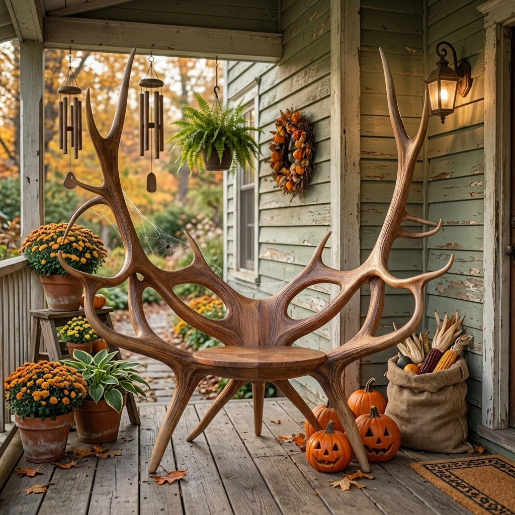 Sculptural Antler Solid Wood Chair – Organic Modern Art Chair
