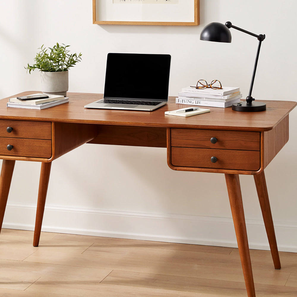 Sculptural Christmas Solid Wood Writing Desk with 4 Drawers
